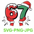 Santa 67 SVG PNG Christmas Funny Six Seven Meme Viral Quote Gen Z Tiktok Trend Cutting File