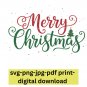 Merry Christmas Calligraphy 3 PNG & SVG – Classic Red & Green Hand Lettering Digital Art