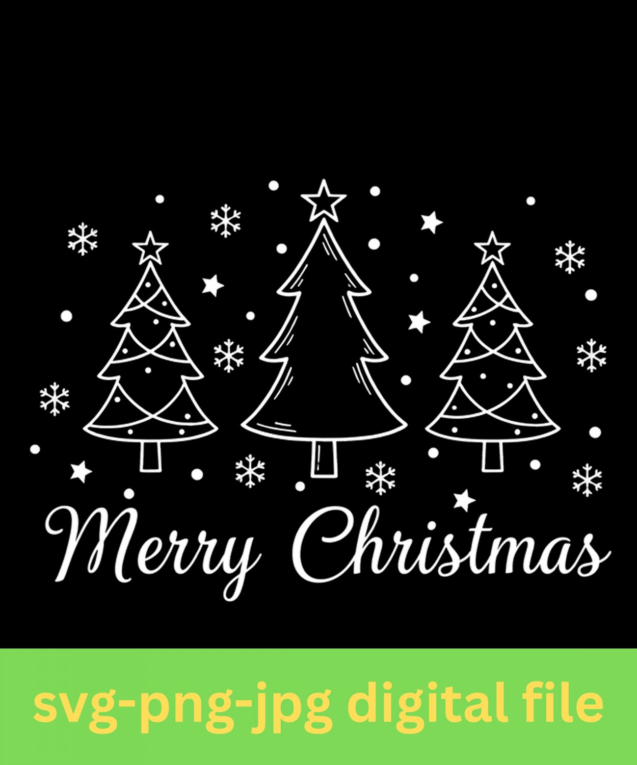 Funny Merry Christmas Trees SVG PNG Classic Holiday Design Digital Download
