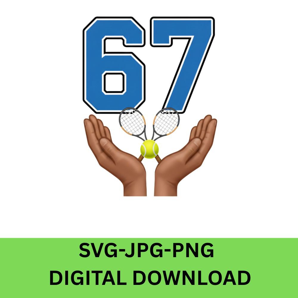 Tennis Funny Six Seven 67 Meme Gen Alpha Slang 6-7 Viral Trend Hands gift for tennis