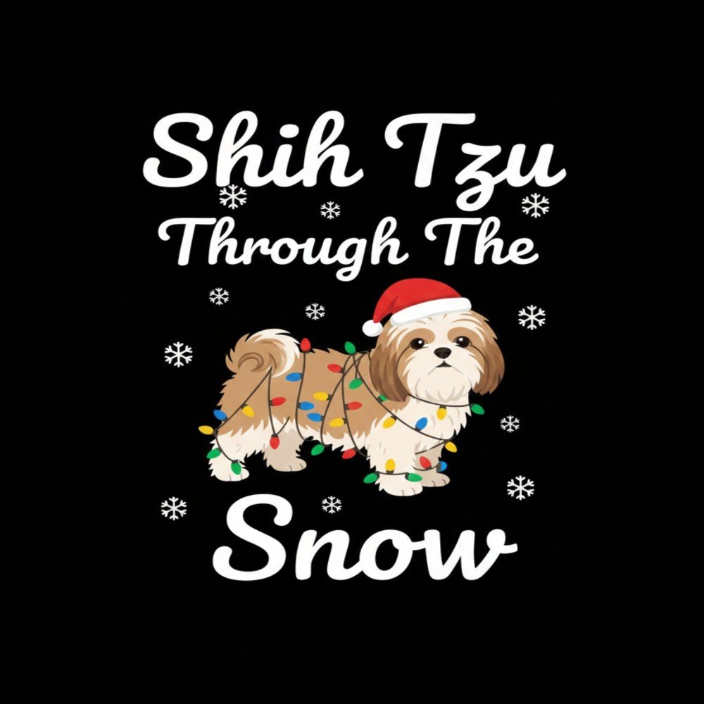 Chih Tzu Through Snow PNG: Xmas Dog Art (Digital Download)