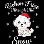 Bichon Frise Dog Through Snow Christmas PNG: winter dog art holiday png festive pet illustration