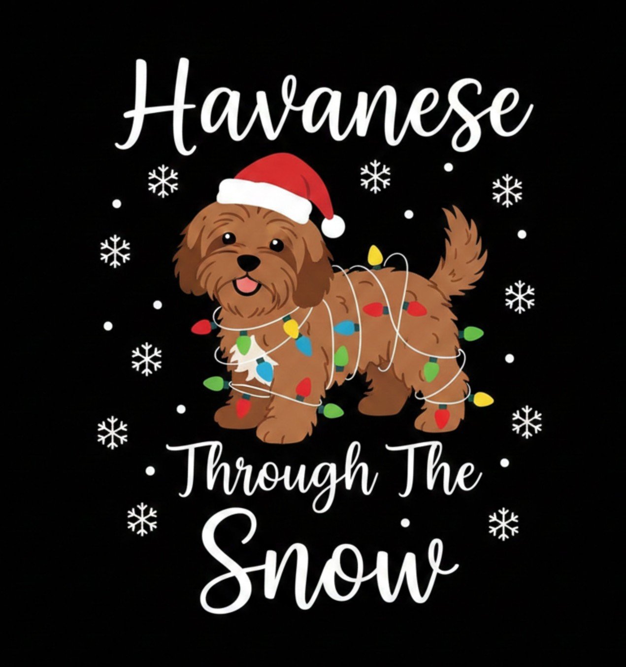 Havanese Dog Through Snow Christmas winter dog art holiday png festive pet illustration