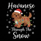 Havanese Dog Through Snow Christmas winter dog art holiday png festive pet illustration