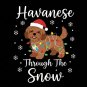 Havanese Dog Through Snow Christmas winter dog art holiday png festive pet illustration