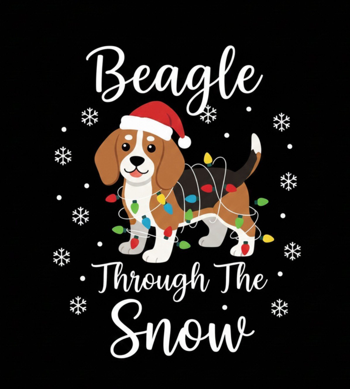 Beagle Small Size Dog Through Snow Christmas winter dog art holiday png festive pet illustration