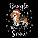 Beagle Small Size Dog Through Snow Christmas winter dog art holiday png festive pet illustration