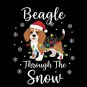 Beagle Small Size Dog Through Snow Christmas winter dog art holiday png festive pet illustration