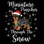 Miniature Pinscher Dog Through Snow Christmas winter dog art holiday png festive pet illustration