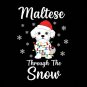 Maltese Dog Through Snow Christmas PNG: winter dog art holiday png festive pet illustration