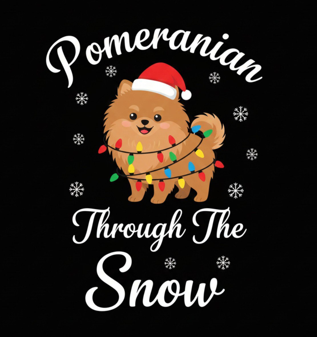 Pomeranian Dog Through Snow Christmas PNG: winter dog art holiday png festive pet illustration