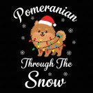 Pomeranian Dog Through Snow Christmas PNG: winter dog art holiday png festive pet illustration