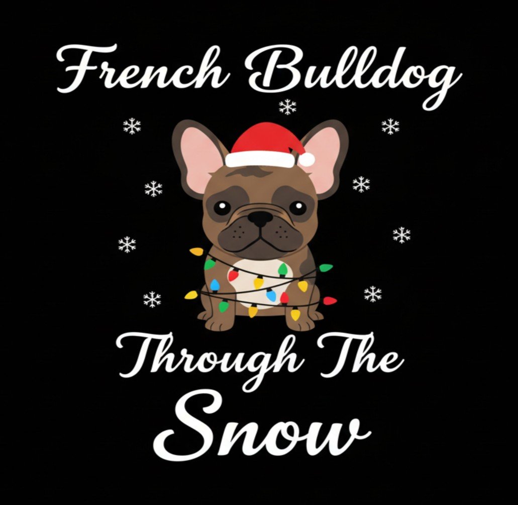 French Bulldog Through Snow PNG: Xmas Dog Art (Digital Download)