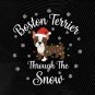 Boston Terrier Dog Through Snow Christmas  winter dog art holiday png festive pet illustration