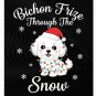 Bichon Frise Dog Through Snow Christmas PNG: winter dog art holiday png festive pet illustration