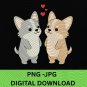 Corgi Valentine PNG – Cute Corgi Dog Couple, Kawaii Puppy Love Digital Download for Dog Lovers