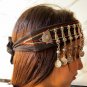 Vintage Amazigh Silver Coin Headband - Handmade Moroccan Headdress with Red Gem