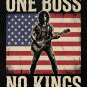 One Boss No Kings PNG: Vintage Patriotic Rock Guitarist American Flag Rebel Musician Retro USA