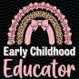 Early Childhood Educator Png Graphic, Bows Rainbow Pre-K Teacher Design, Aesthetic Daycare Teacher