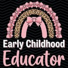 Early Childhood Educator Png Graphic, Bows Rainbow Pre-K Teacher Design, Aesthetic Daycare Teacher
