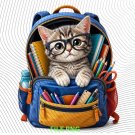 Back to School Cats PNG: Playful Cat Oversized Glasses Open Backpack School Supplies Classroom Back to School Cats PNG: Playful Cat Oversized Glasses Open Backpack School Supplies Classroom