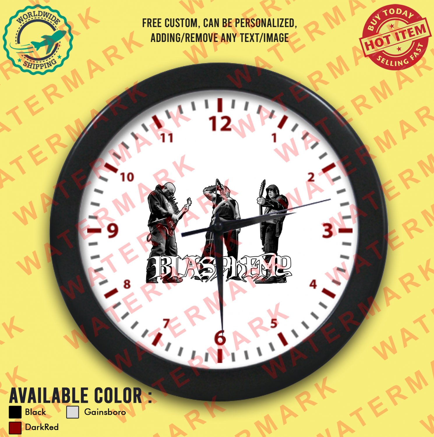 3 BLASPHEMY BAND Wall Clocks