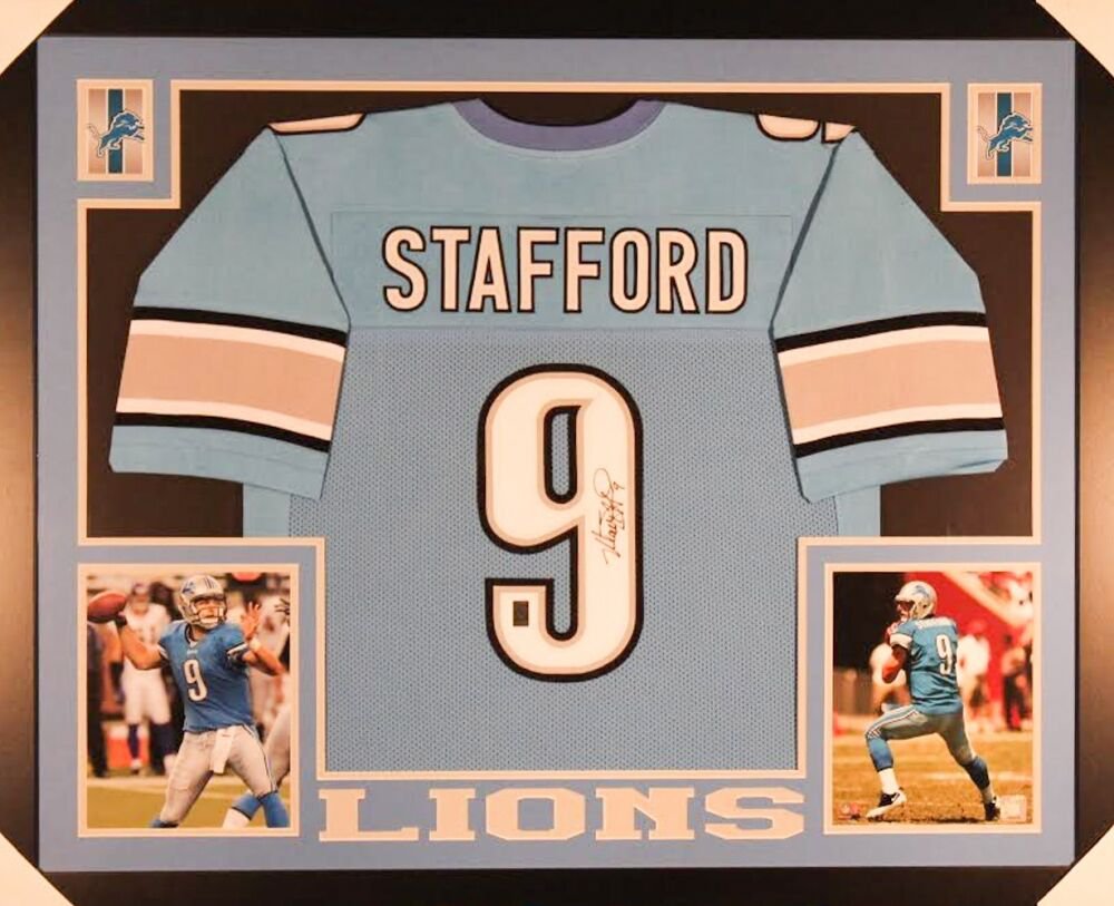 Matthew Stafford Signed Detroit Lions 35x 43 Custom Framed Jersey (GTSM ...