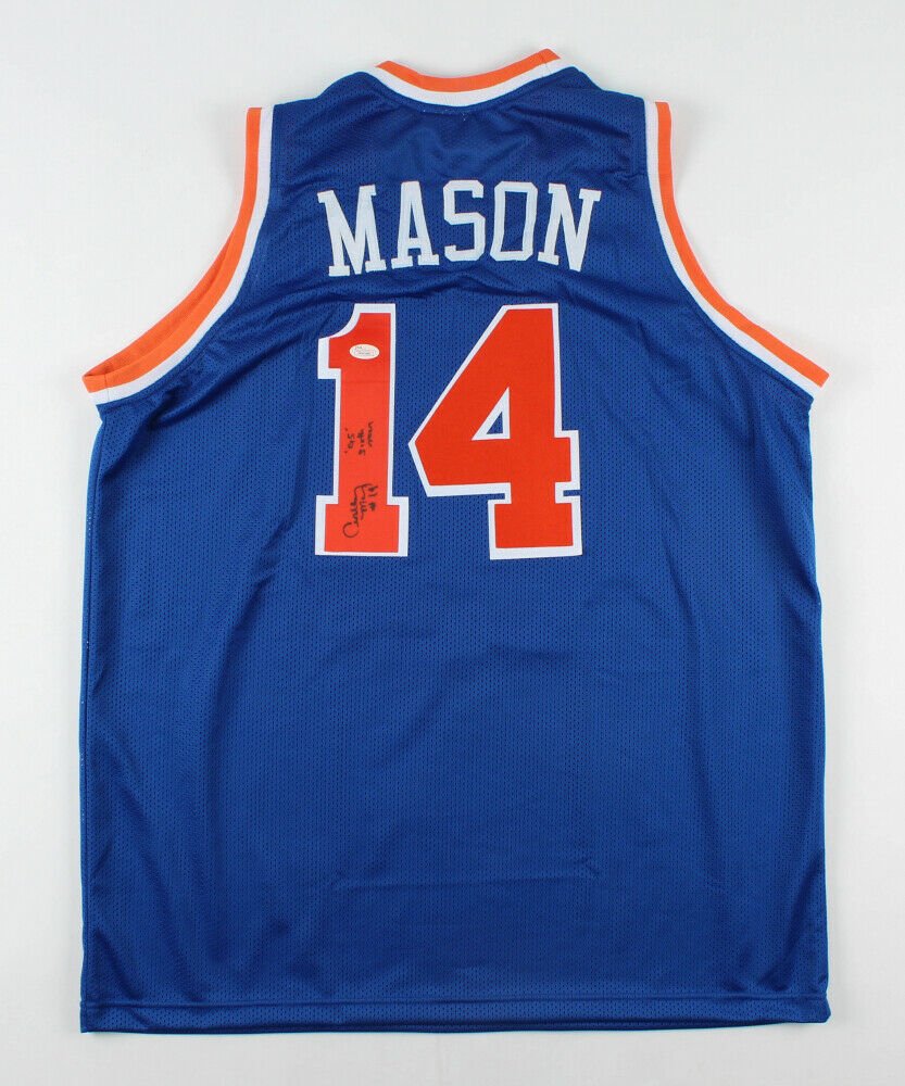 Anthony Mason Signed New York Knicks Jersey Inscribed "'95' Sixth Man