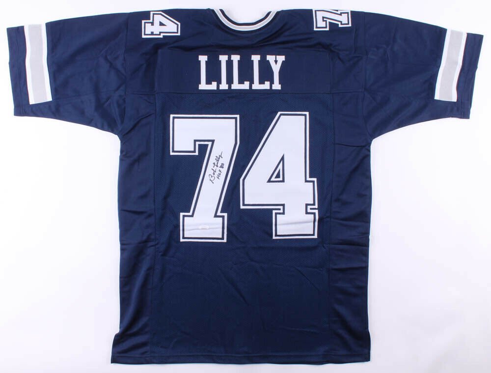 Bob Lilly Signed Dallas Cowboys Dark Blue Jersey Inscribed 