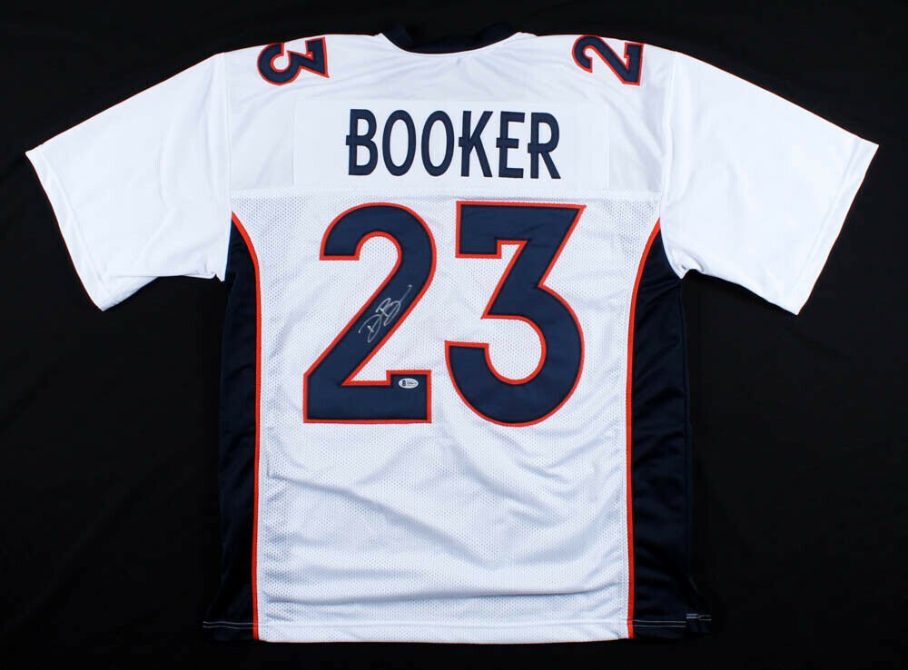 Devontae Booker Signed Denver Broncos White Jersey (Beckett Hologram)