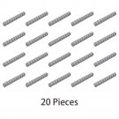 20x Light Gray Part 2730 Technic Brick 1x10 ∅4.9/Technic Brick 1x10 [9 Holes]