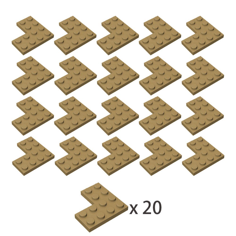 20x Dark Tan Part 2639 Corner Plate 2x4x4 Building Pieces Bulk Lot Brand New