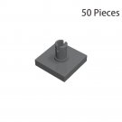 50x Dark Gray 2460 Tile Special 2x2 with Top Pin Compatible Building Pieces