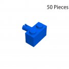 50 PCS Blue Part 2458 Brick Special 1X2 with Pin Building Pieces Bulk Lot