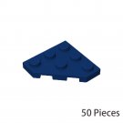 50x Dark Blue Part 2450 Wedge Plate 3x3 Cut Corner Building Pieces Bulk Lot