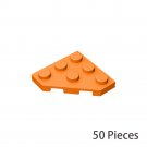 50x Orange Part 2450 Wedge Plate 3x3 Cut Corner Building Pieces Bulk Lot