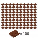 2540 Plate 1x2 w. Stick Building Pieces 100% Compatible 100x Reddish Brown