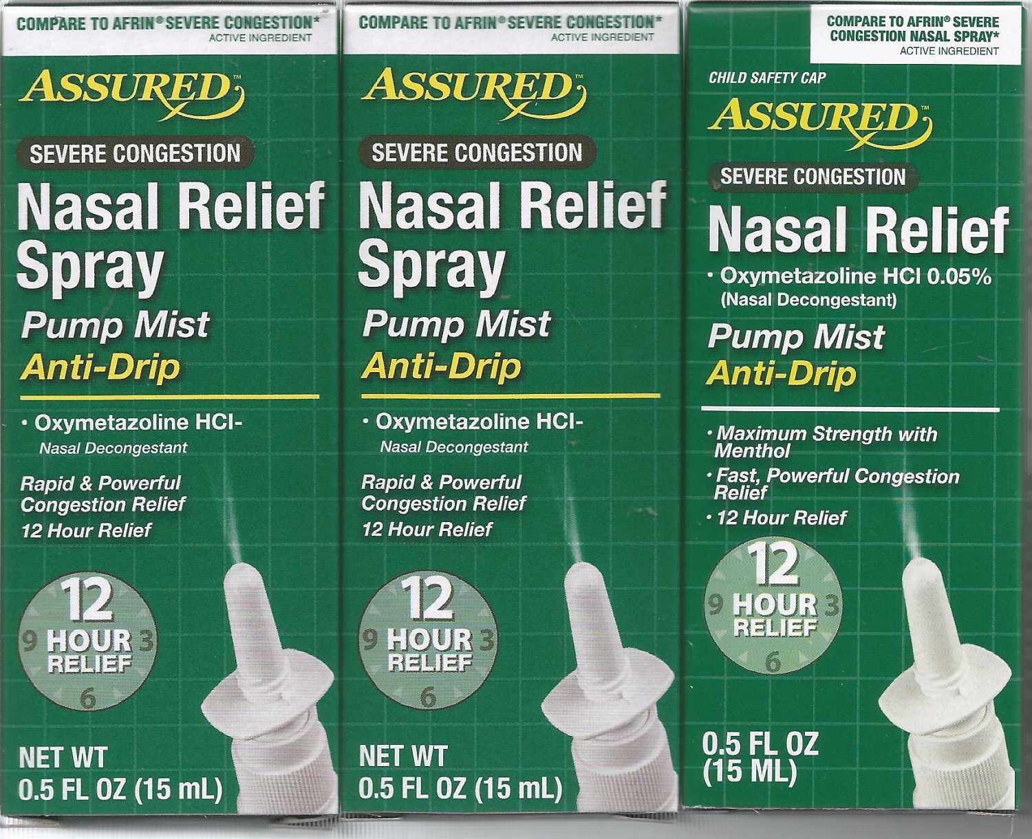 3 Boxes Assured Severe Congestion Nasal Relief Spray