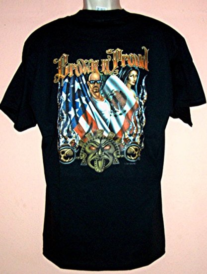 Brown N Proud tee shirt with American and Mexican flags Delta size Large L