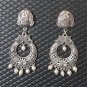 Oxidized Silver plating German silver Gandaberunda stud pearl white beaded Chandbali drops earrings