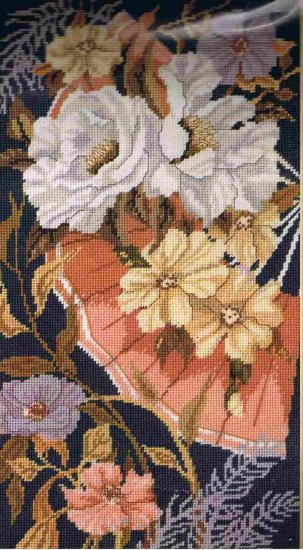 Peonies and Fan by Geri Geremia Needlepoint/Tapestry Kit