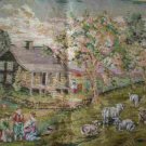 Trammed/Tramme Pastoral Scene The Shepherd's Cottage Canvas + Yarn