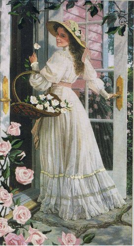 Romance for Roses designed by James Himsworth Victorian Lady with Flowers Crewel / Embroidery Kit