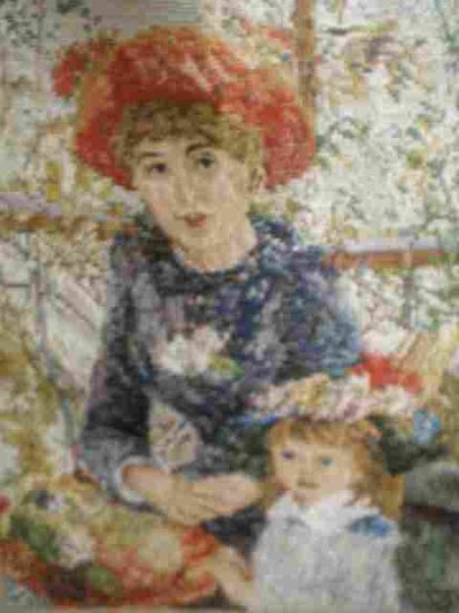 Trammed Kit repro of Renoir's "En La Terrasse" On the Terrace Mother and Child