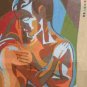 Cubinist Lovers Embrace Modern Needlepoint Handpainted Canvas