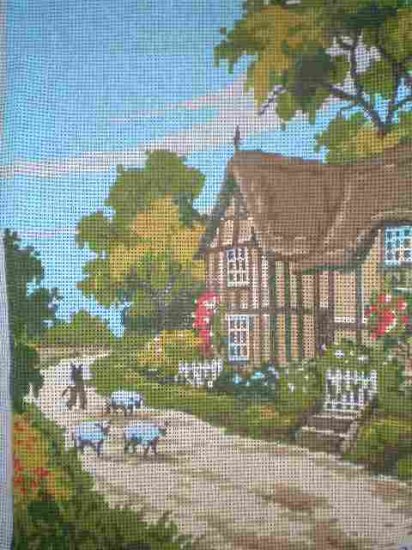 Vintage Twilley's Shepherd's Sheep and Cottage Needlepoint/Tapestry/Cross Stitch Kit