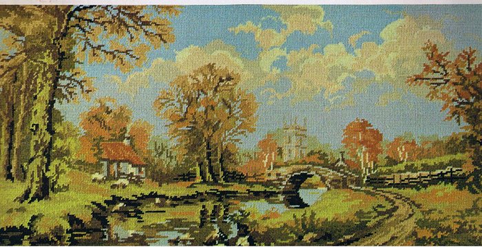 Vintage Penelope The Gold Collection Village Bridge Needlepoint/Tapestry Kit