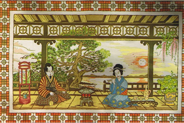 Paragon Oriental Splendor Japanese Geisha in a Tea Garden Crewel / Embroidery Kit