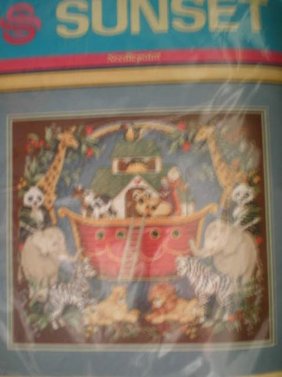 RARE Sunset Vintage Kit Noah's Ark Tapestry/Needlepoint Kit