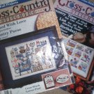Lot of 6 cross stitch pattern books - Cross Country & Leisure Arts